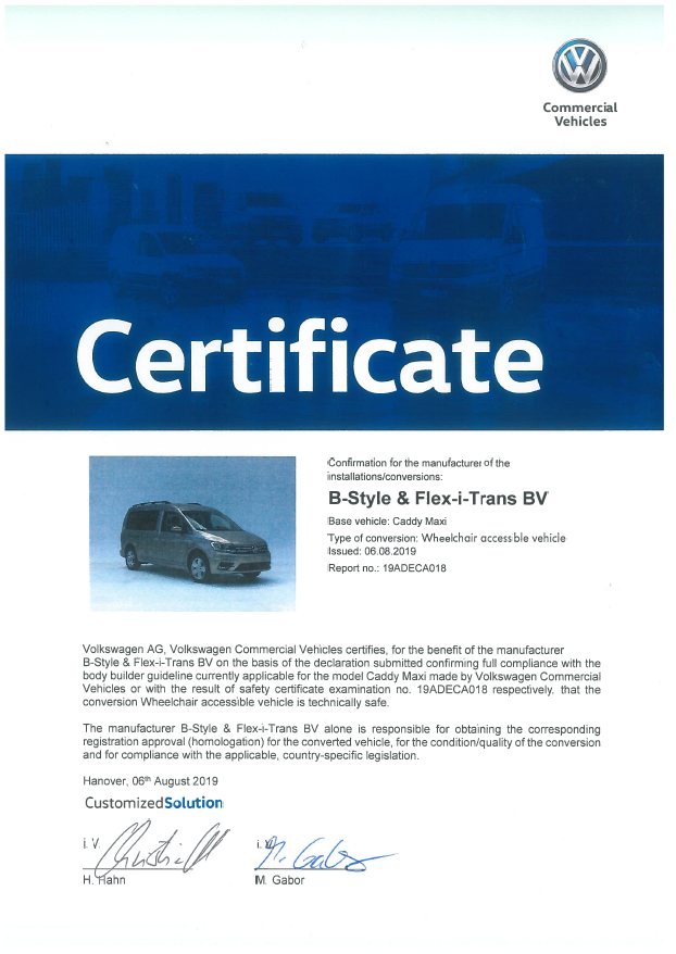 European Type Approval for the complete model range, as well as a second-phase Certificate of Conformity (CoC)